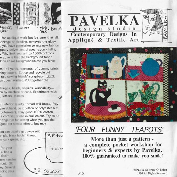 Pavelka Applique & Textile Art: Four Funny Teapots - Picture 3 of 3